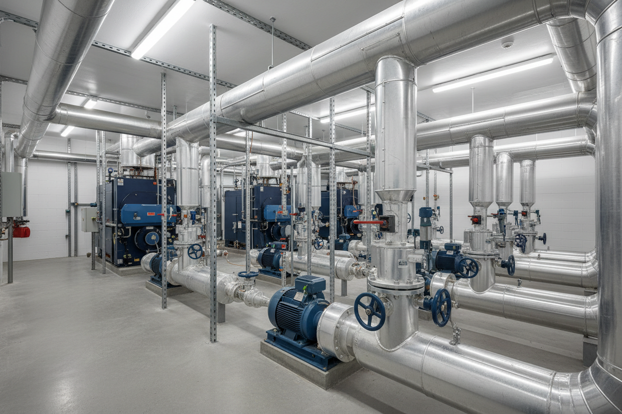 Boiler Plant Room Pipe Insulation.