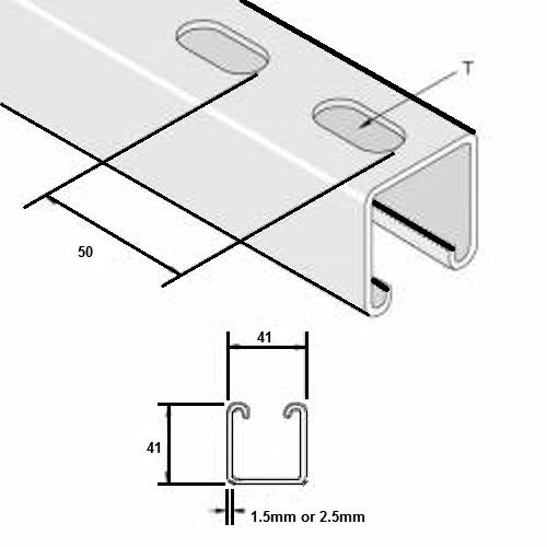 Unitrunk UC4141S/1 Deep Slotted Channel 41x41mm 1m Steel