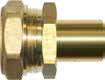 Brass fitting with threaded end on a white background