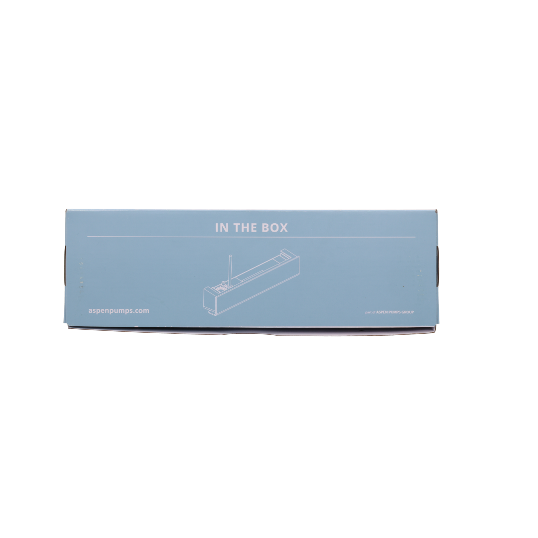 Aspen Mini Blanc FP3578 box showing 20 L/h flow rate and 2 year warranty