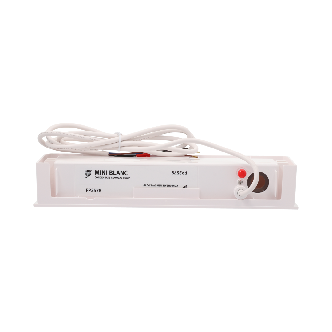 Aspen Mini Blanc FP3578 condensate pump open view with cable and reservoir