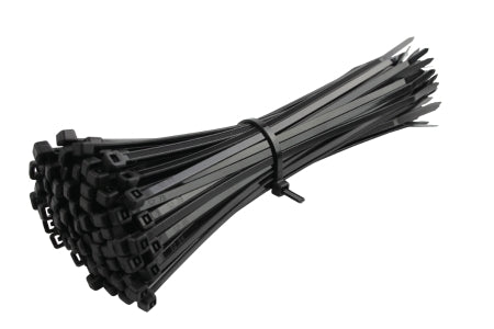Cable Zip Ties Nylon 200mm x 4.8mm Black Bag of 100 Plastic