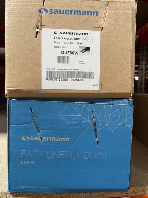 White Plastic Trunking Box 80mm x  60mm x 2m Long DUE80 Box of 8