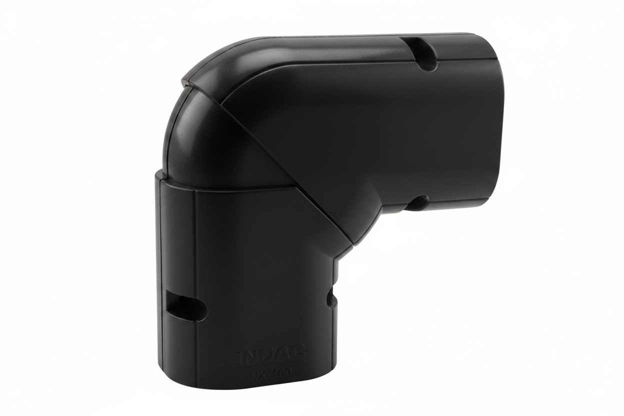Inoac NX-100 100mm Plastic Pipe Trunking Universal Elbow Horizontal - Black
