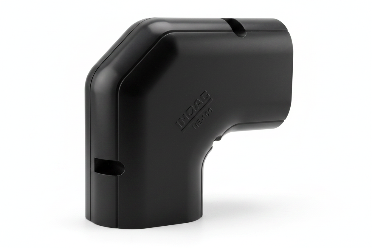Inoac NE-100 100mm Plastic Pipe Trunking Horizontal Elbow - Black