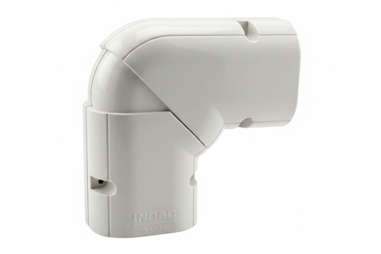 Inoac NX-100 100mm Plastic Pipe Trunking Universal Elbow Horizontal - White