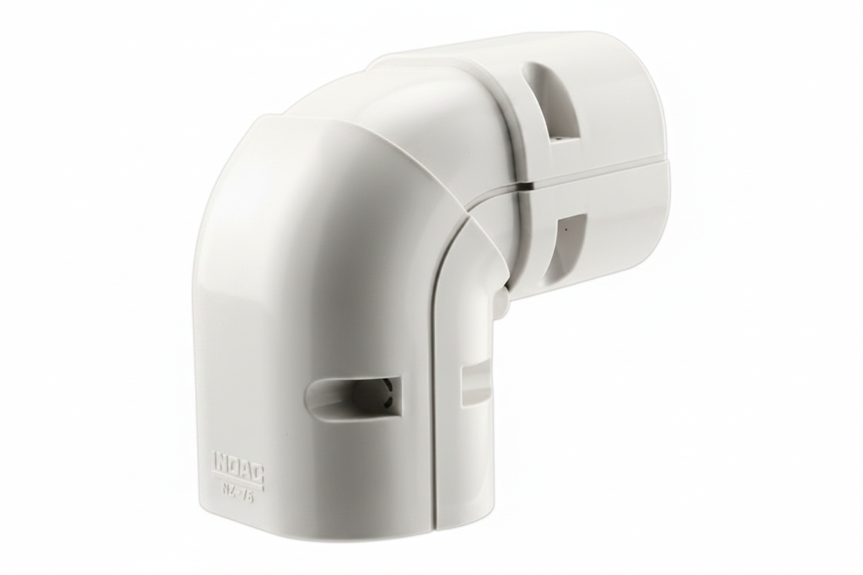 Inoac NZ-75 75mm Plastic Pipe Trunking Universal Elbow Vertical - White