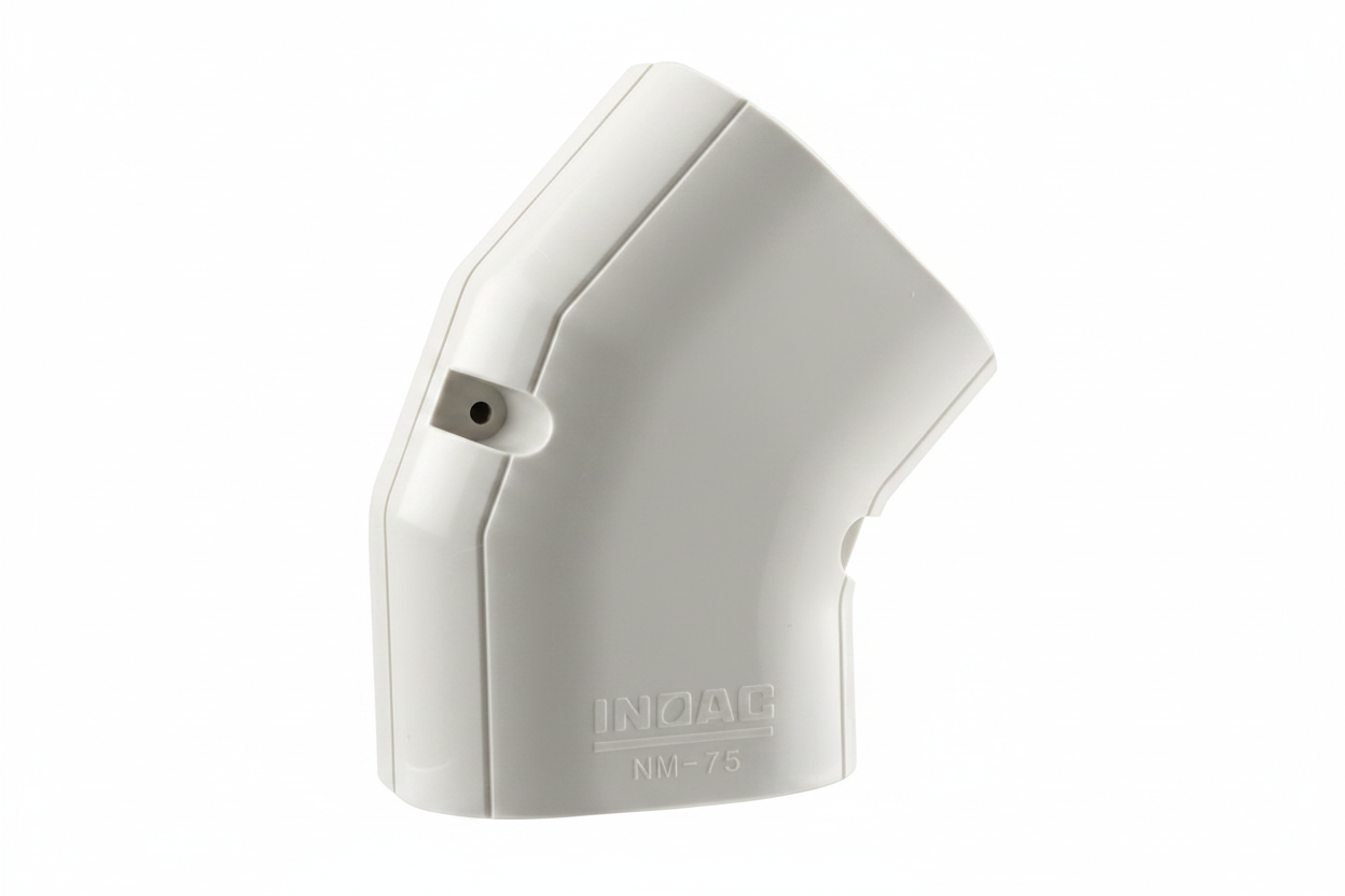 Inoac NM-75 75mm Plastic Pipe Trunking 45° Horizontal Elbow - White
