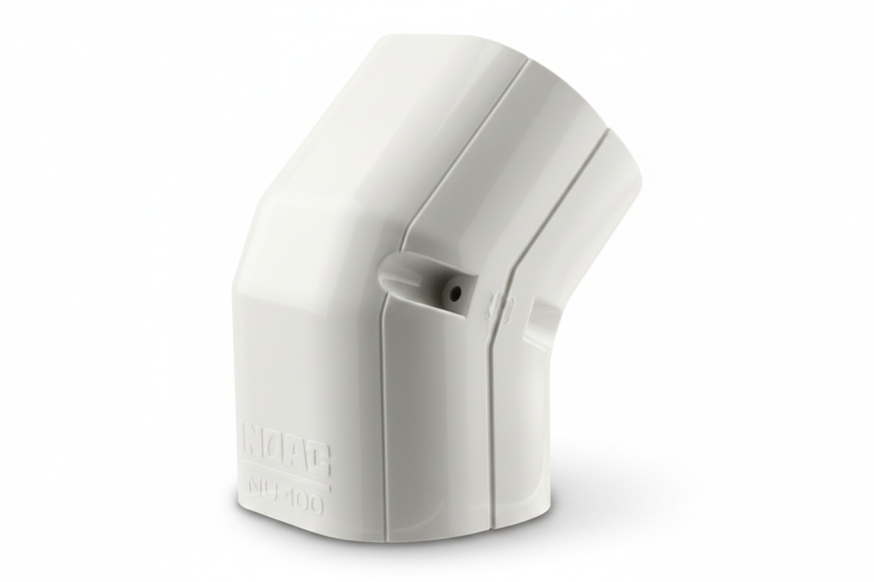 Inoac NU-100 100mm Plastic Pipe Trunking 45° Vertical Elbow - White