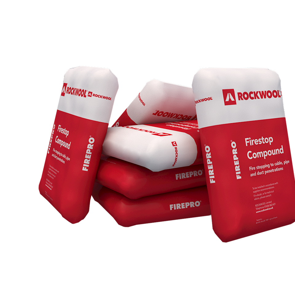 Rockwool FirePro FireStop Compound 22kg - Gypsum Fire Sealing Mortar for Pipes & Cables