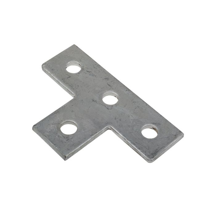 Flat 4 Hole Steel Plate T Bar BZP Finish