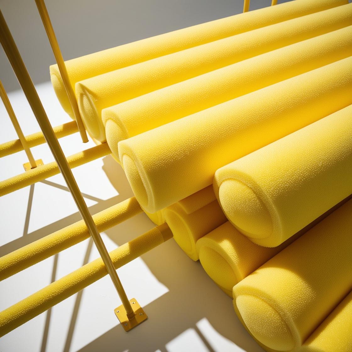 Scaffold Trampoline Tube Padding Yellow Foam 2m Long 9mm Thick 48mm Bore
