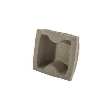 Grey intumescent fire and acoustic socket box insert, 35mm deep, designed for single-socket boxes, showing a rectangular shape with a flanged edge and a hollowed-out centre for fitting into a wall socket.