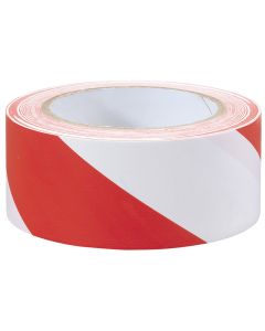 White and Red Hazard Tape 33m x 50mm