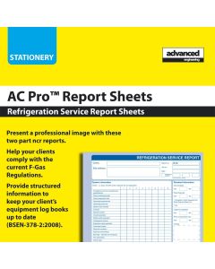 AC PRO (80034) Refrigeration Service Report Pad - Contains 50 x 2 Part Carbonated Report Sheets