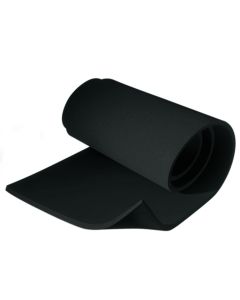 A partially unrolled black HT/ArmaFlex HT-10-99 insulation sheet, showcasing its flexible, closed-cell elastomeric foam structure, designed for high-temperature thermal insulation of pipes, vessels, and ducts.