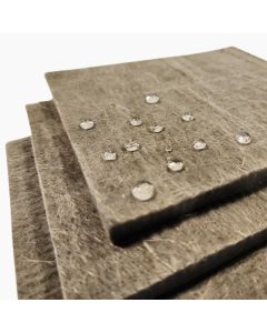 A stack of ArmaGel XGH Insulation Blankets showcasing their fibrous, beige surface with water droplets beading on top, highlighting the material's hydrophobic properties. Available at Pipelagging.com