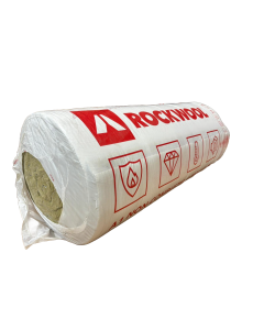 Three rolls of Rockwool Ductwrap Insulation, wrapped in white packaging with red "ROCKWOOL" branding repeated around the sides. The rolls reveal the yellow mineral wool insulation inside, displayed against a white background, showcasing their readiness fo
