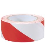 White and Red Hazard Tape 33m x 50mm