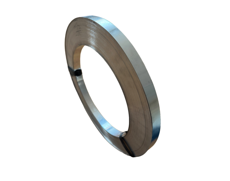 A coiled roll of 19mm aluminium banding, showcasing its shiny, silver finish against a black background, is ideal for securing pipe insulation. A coiled roll of 19mm aluminium banding, showcasing its shiny, silver finish against a black background, is ideal for securing pipe insulation.