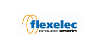 Flexelec Flexelec UK logo in blue wordmark with wave graphic, for self-regulating heating cables and trace systems at Pipelagging.com, UK.