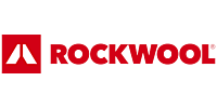 Rockwool Rockwool UK logo with red flame emblem, for premium RockLap H&V stone wool pipe insulation at Pipelagging.com, UK.